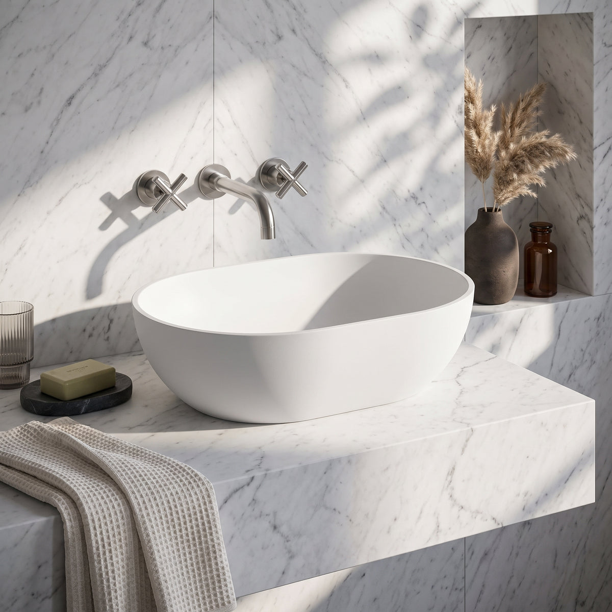 Fairford Neo 560mm Counter Top Basin - Matt White