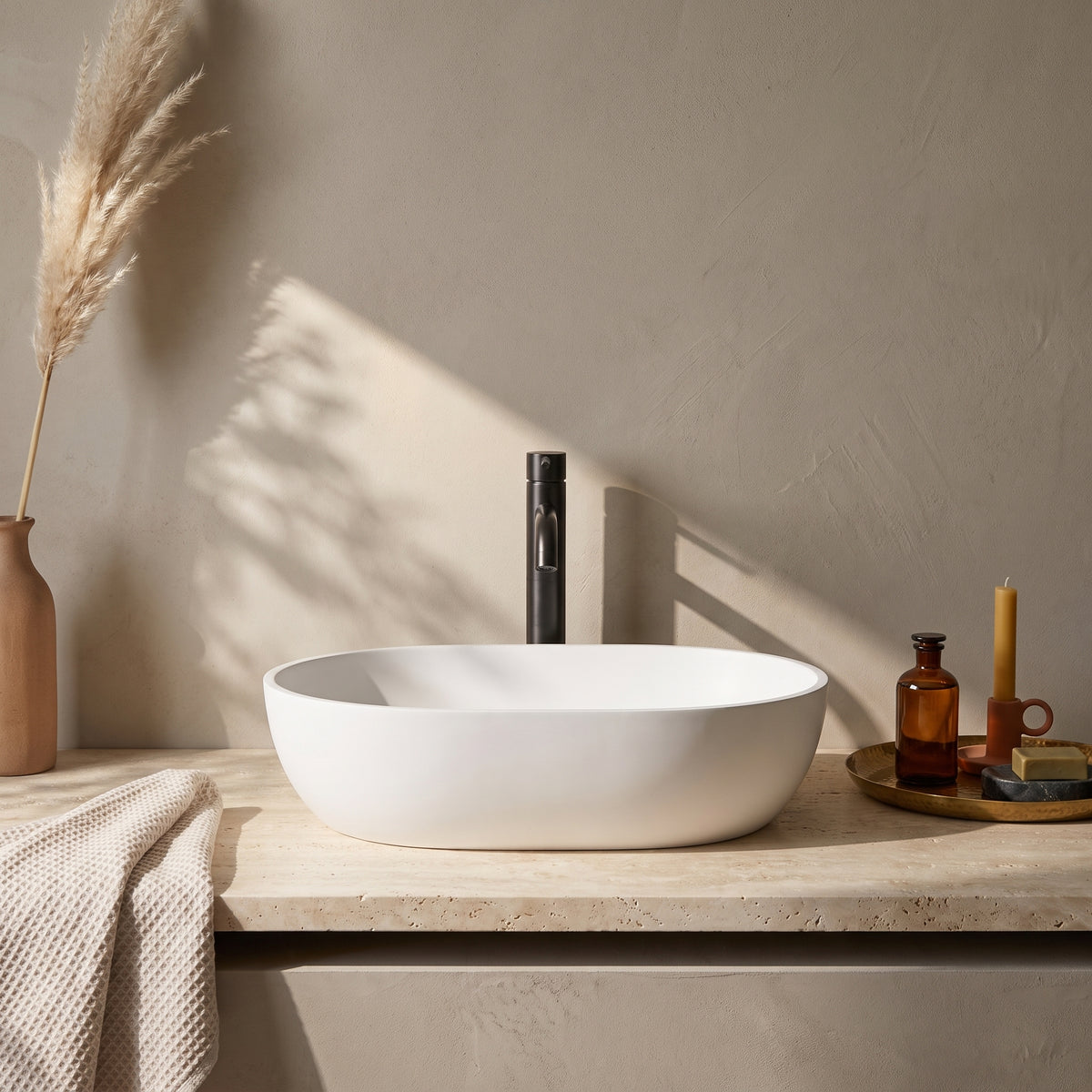 Fairford Neo 560mm Counter Top Basin - Matt White