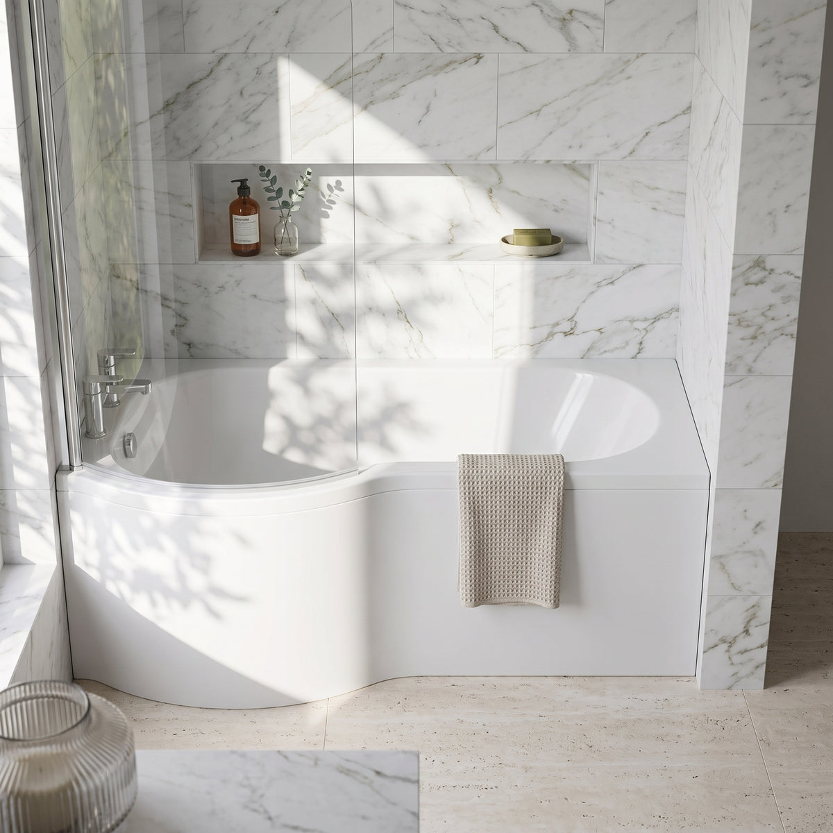 Fairford 1500 x 850mm Left Hand P Shaped Shower Bath