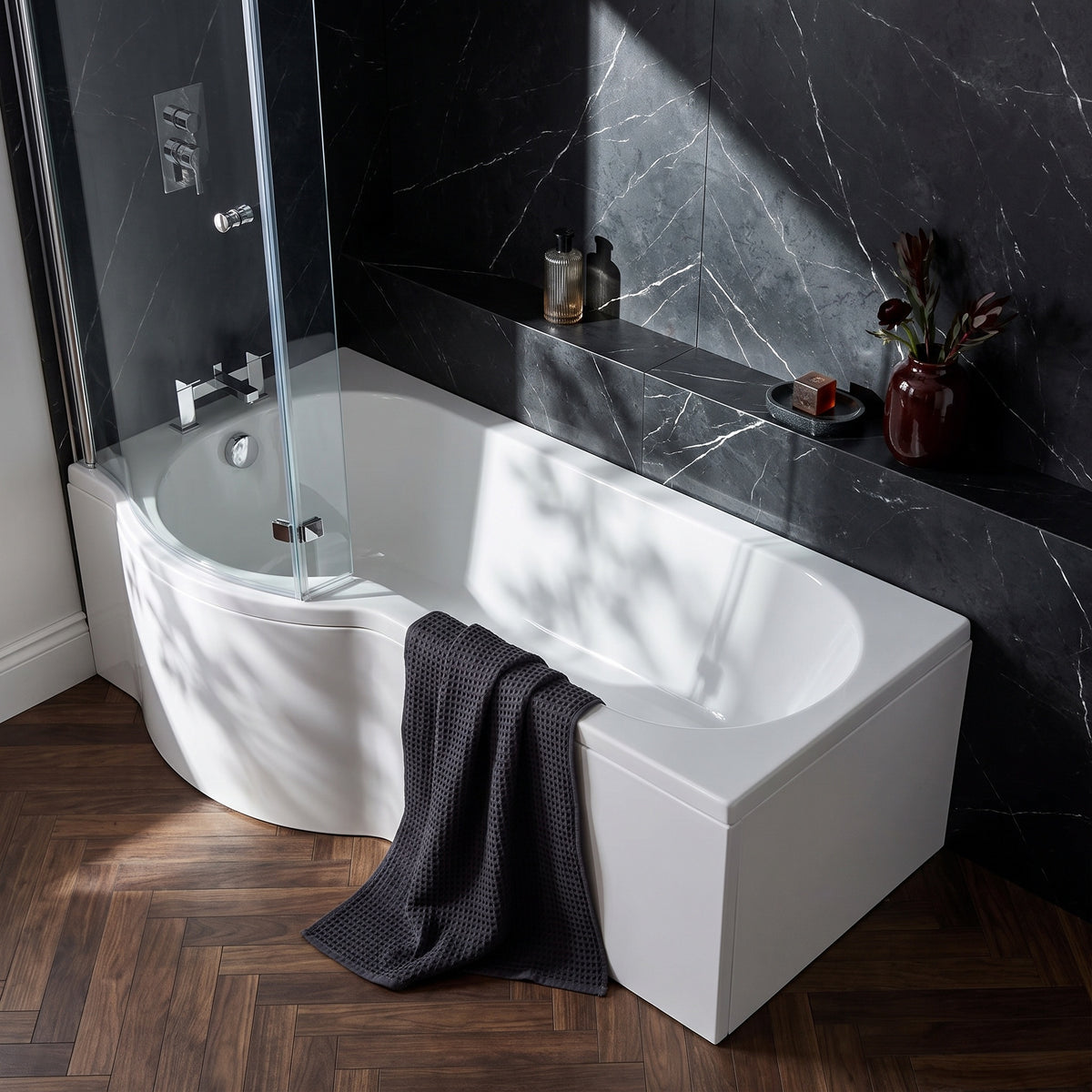 Fairford 1600 x 850mm Left Hand P Shaped Shower Bath
