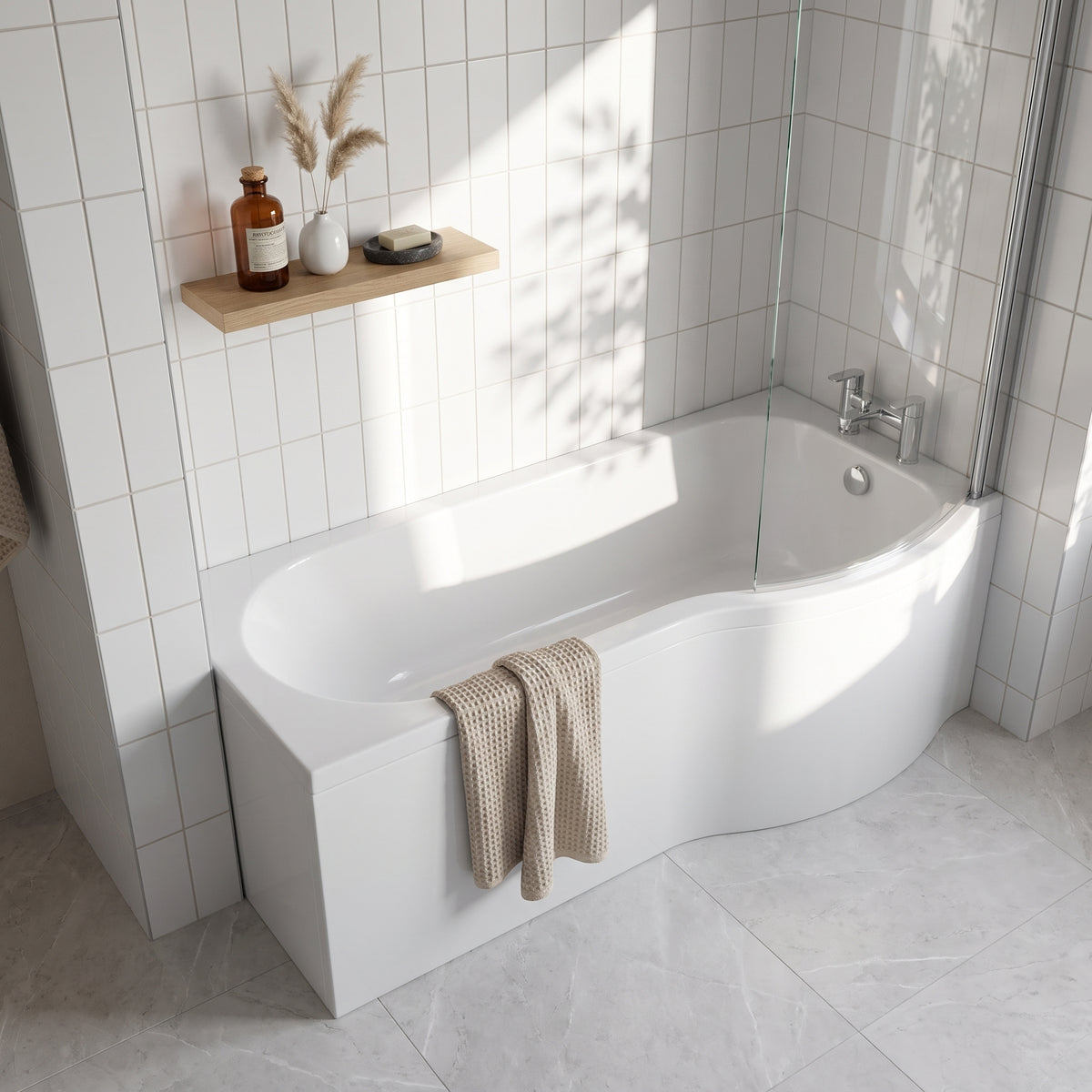 Fairford 1700 x 850mm Right Hand P Shaped Shower Bath