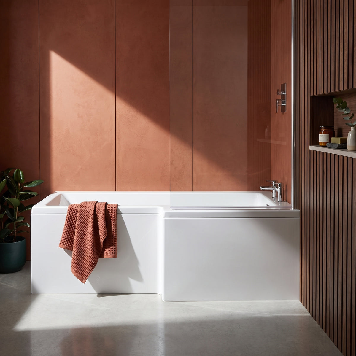 Fairford 1500 x 850mm L Shaped Left Hand Shower Bath