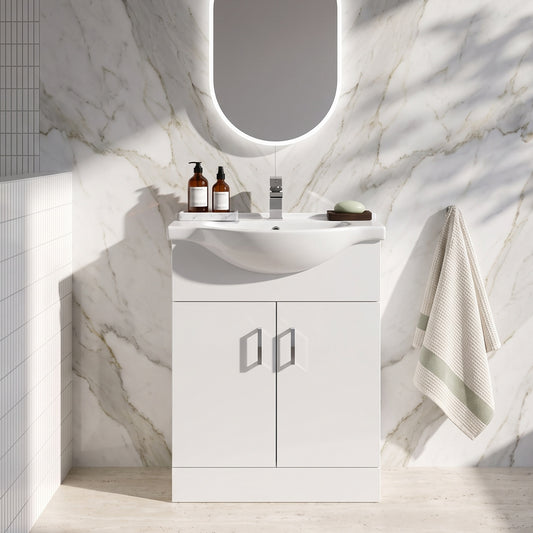 Fairford Opto 650mm Gloss White Vanity Unit