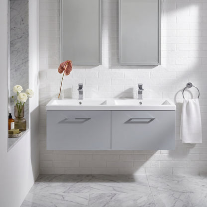 Fairford Aspri Satin Grey 1200mm 2 Drawer Wall Hung Vanity Unit