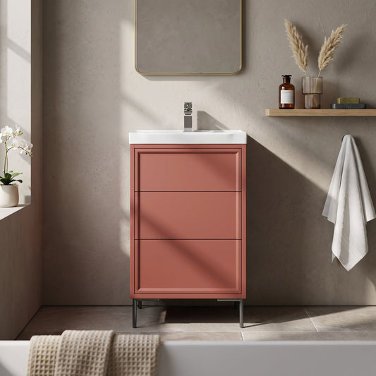 Fairford Elan Dusk Red 500mm Floorstanding Vanity Unit with Gunmetal Legs