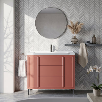 Fairford Elan Dusk Red 1000mm Floorstanding Vanity Unit with Matt Black Legs
