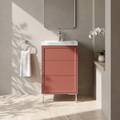 Fairford Elan Dusk Red 500mm Floorstanding Vanity Unit with Chrome Legs