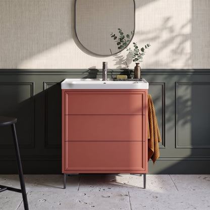 Fairford Elan Dusk Red 600mm Floorstanding Vanity Unit with Gunmetal Legs