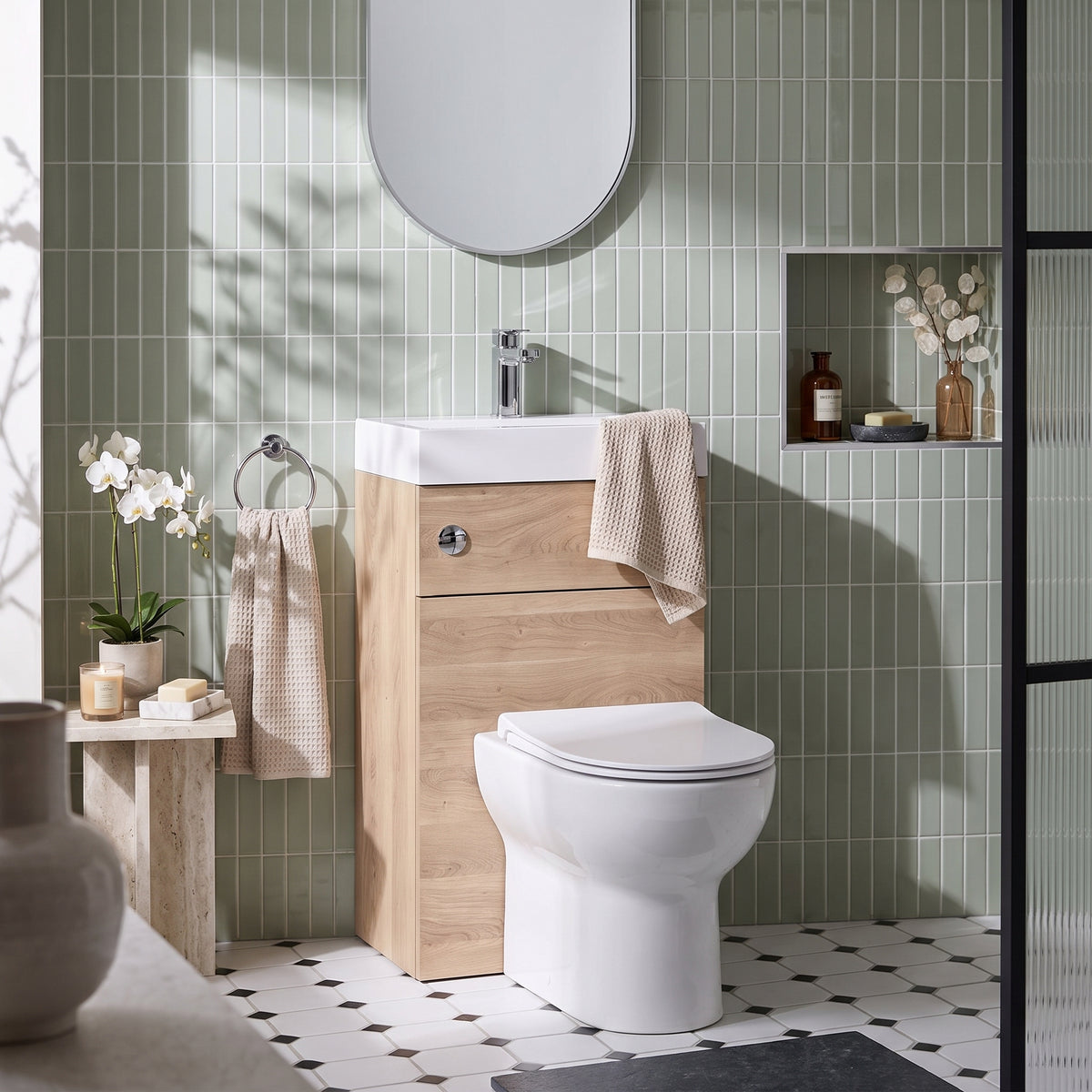Fairford Carnation 500mm Bleached Oak 2 in 1 WC Unit & Basin