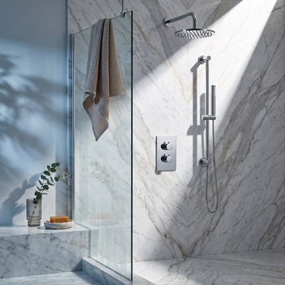 Fairford Element 7 Chrome Concealed Shower Kit with Overhead, Slide Rail and Overflow Filler