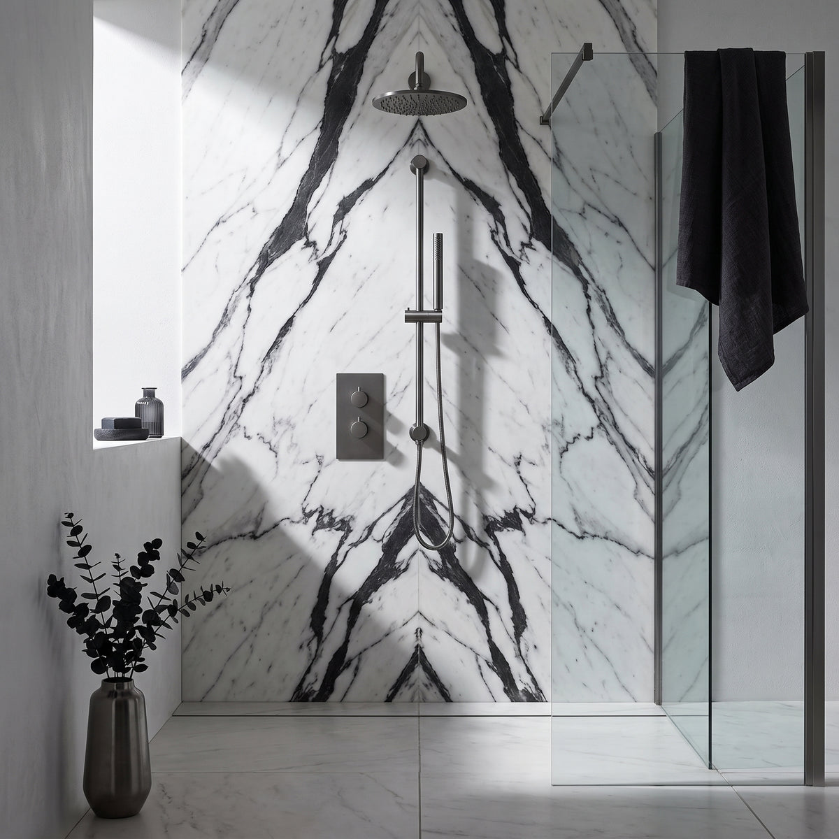 Fairford Element 7 Gunmetal Concealed Shower Kit with Overhead and Slide Rail