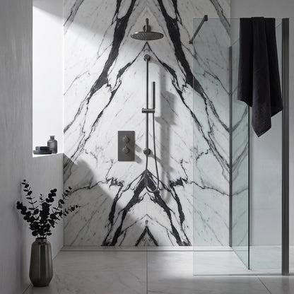Fairford Element 7 Gunmetal Concealed Shower Kit with Overhead and Slide Rail