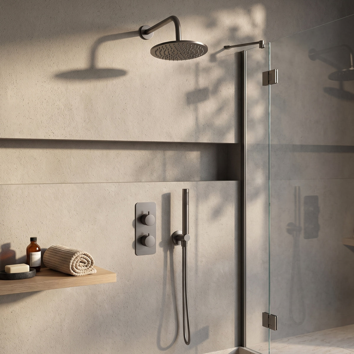 Fairford Element 7 Gunmetal Concealed Shower Kit with Overhead and Handset