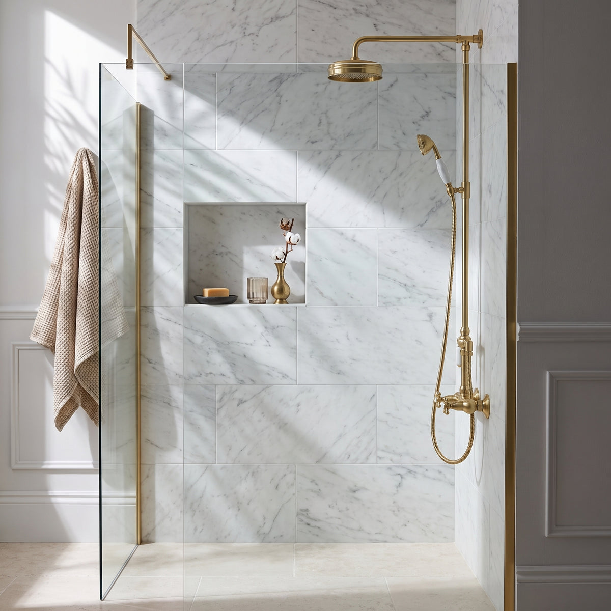 Fairford Winchester Brushed Brass Single Outlet Bar Valve Shower Kit