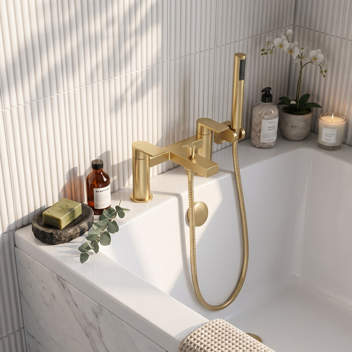 Fairford Loft Brushed Brass Bath Shower Mixer