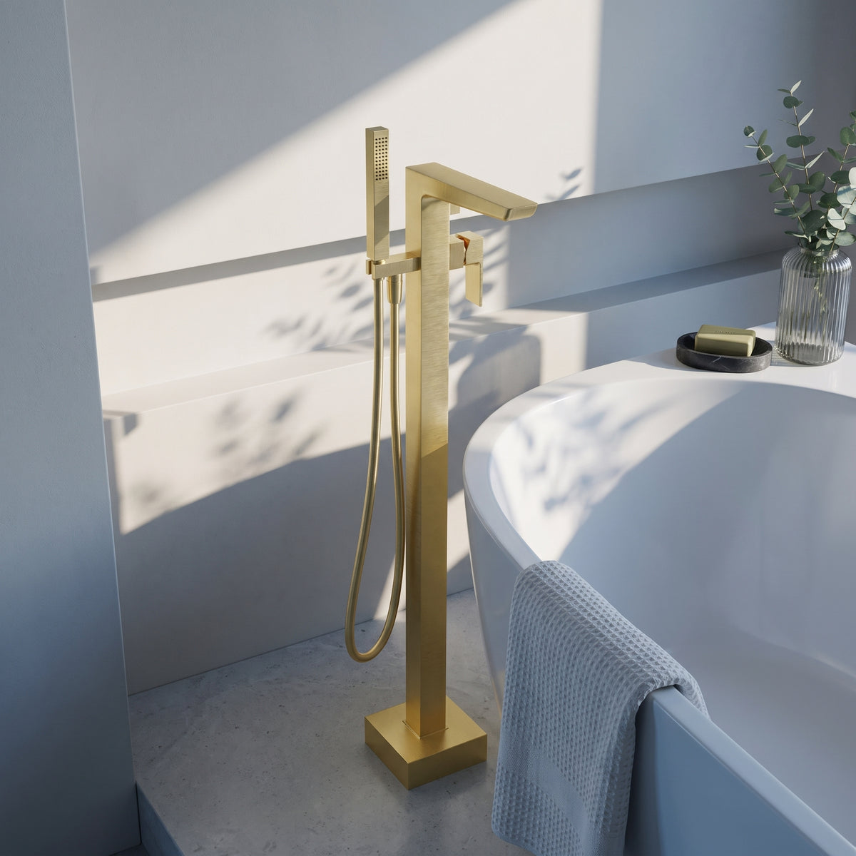 Fairford Una Brushed Brass Freestanding Bath Shower Mixer