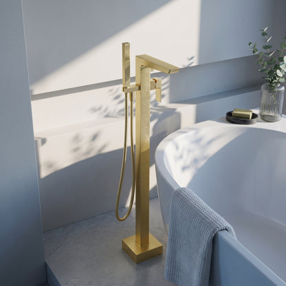 Fairford Una Brushed Brass Freestanding Bath Shower Mixer