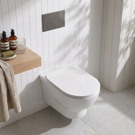 Fairford Palio Rimless Wall Hung Toilet With Wrap Over Soft Close Seat