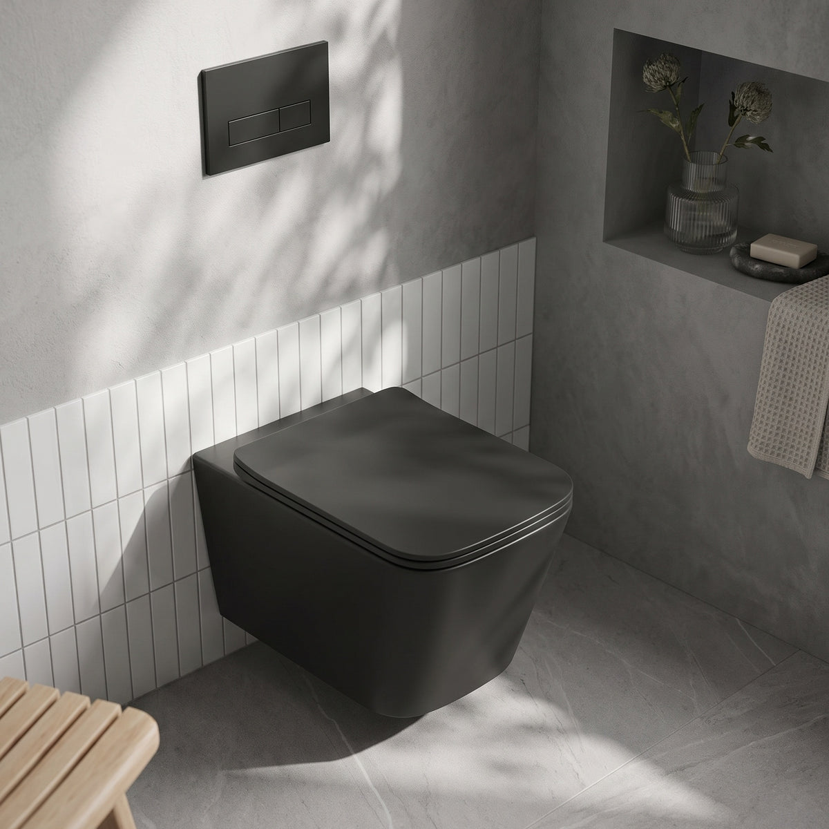 Nera Square Wall Hung Pan with Soft Close Seat