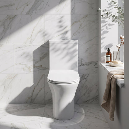 Fairford Tiene Rimless Closed Back Close Coupled Toilet with Wrapover Soft Close Seat