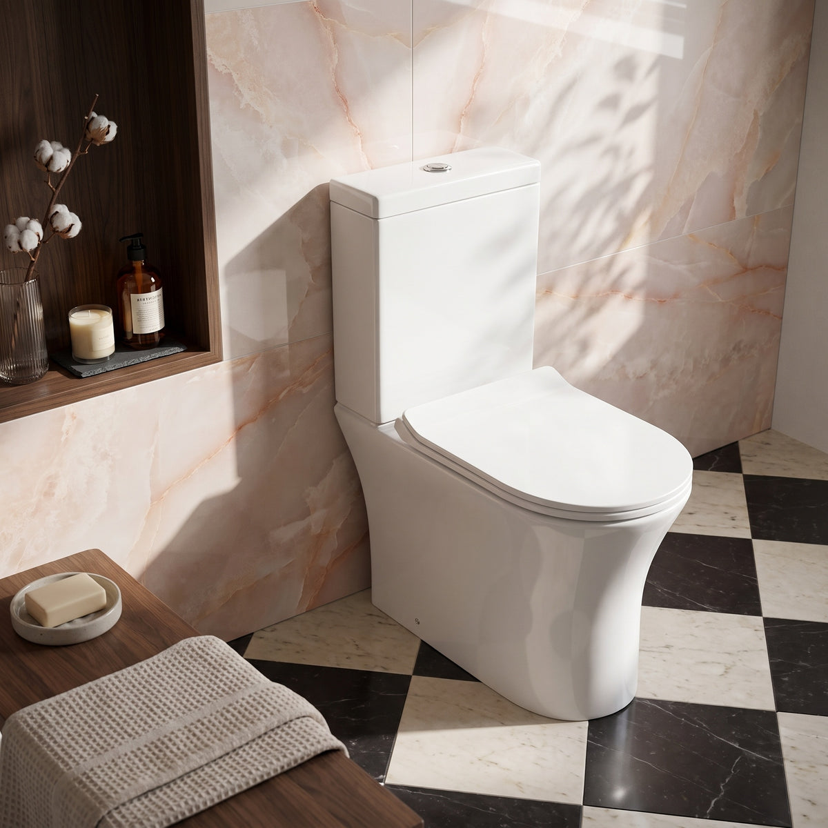 Fairford Tiene Rimless Closed Back To Wall Toilet with Slim Soft Close Seat