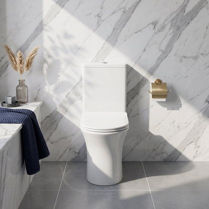 Fairford Tiene Rimless Open Back Close Coupled Toilet with Slim Soft Close Seat