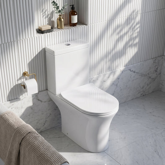 Fairford Tiene Rimless Open Back Close Coupled Toilet with Slim Soft Close Seat