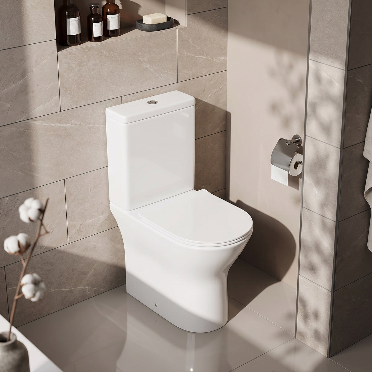 Fairford Paxton Rimless Closed Back Close Coupled Toilet with Slim Soft Close Seat