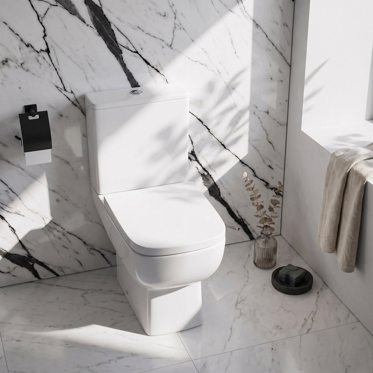 Fairford Kale Open Back Close Coupled Toilet with Soft Close Seat