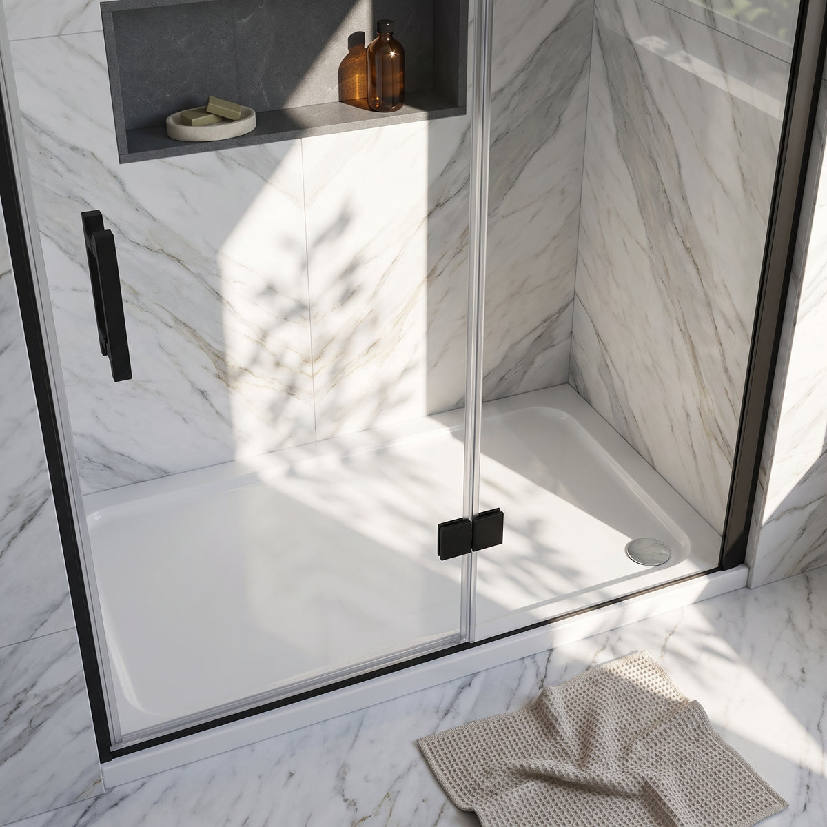 Fairford 1100 X 700mm Rectangular Shower Tray, Corner Waste