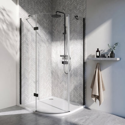 Fairford 8mm Frameless 1200 x 900mm Matt Black Offset Quadrant Enclosure