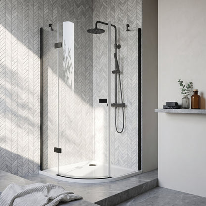 Fairford 8mm Frameless 800 x 800mm Matt Black Quadrant Enclosure