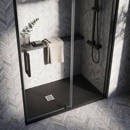 Fairford Rectangular Black Slate Shower Tray, Center Waste-1700mm x 800mm