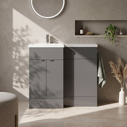 Fairford 1000mm Grey Gloss Left Hand Pack