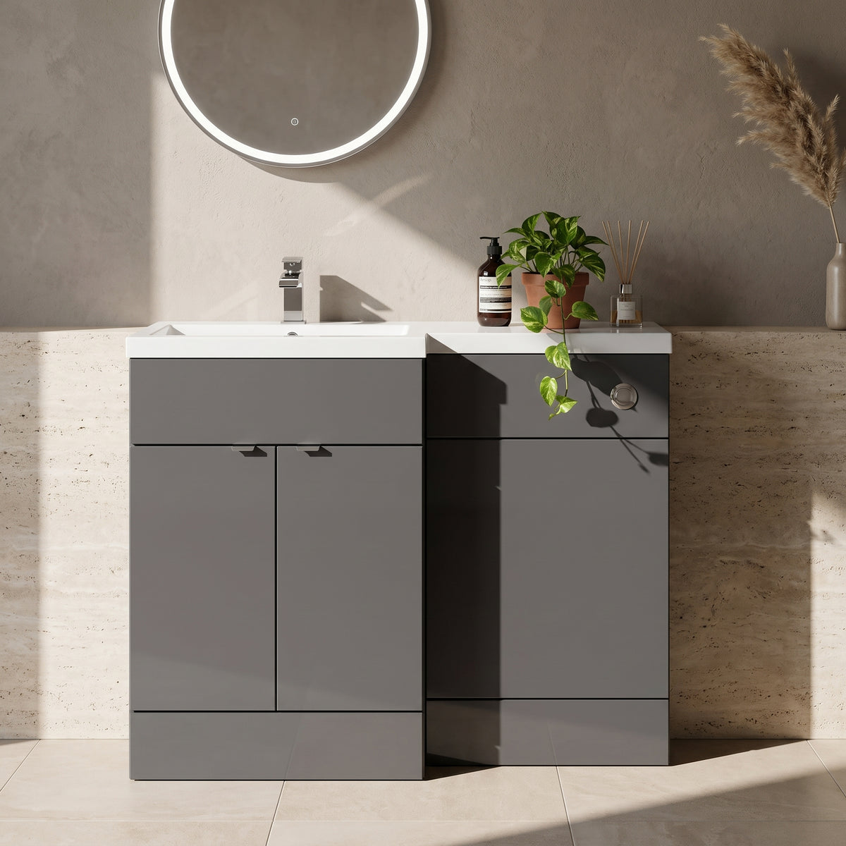 Fairford 1100mm Grey Gloss Left Hand Pack