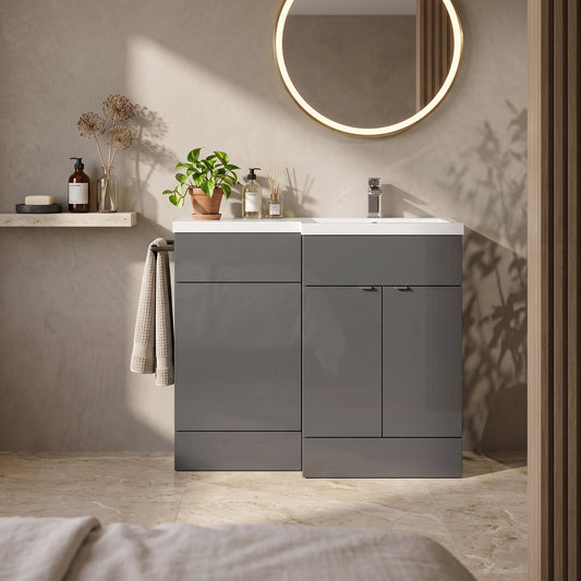 Fairford 1100mm Grey Gloss Right Hand Pack