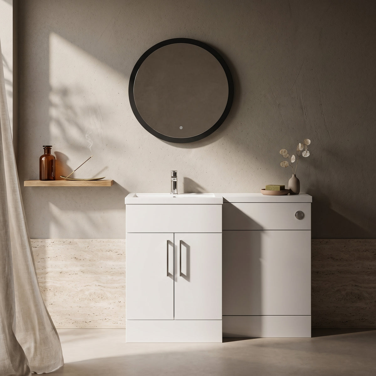 Fairford Union Gloss White 1200mm L Shape Left Hand Combination Pack