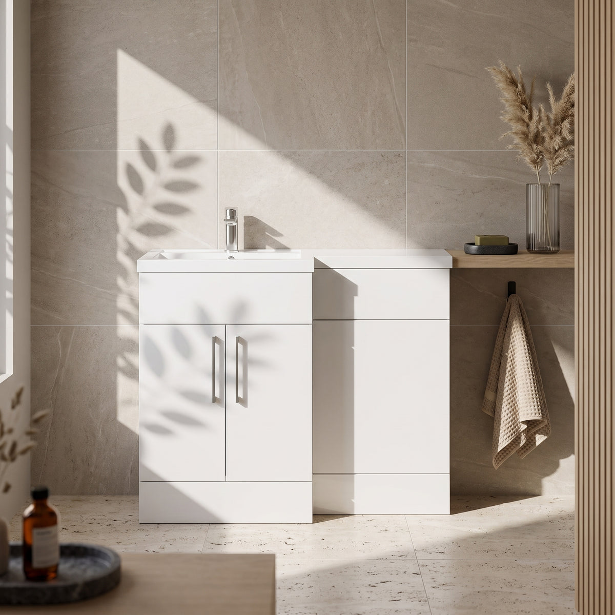 Fairford Union Gloss White 1100mm L Shape Left Hand Combination Pack