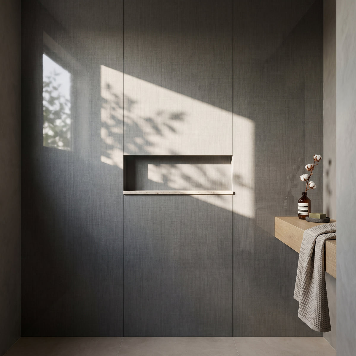 Hydraset Dark Linen Gloss 1200 x 2400 Square Edge Wall Panel