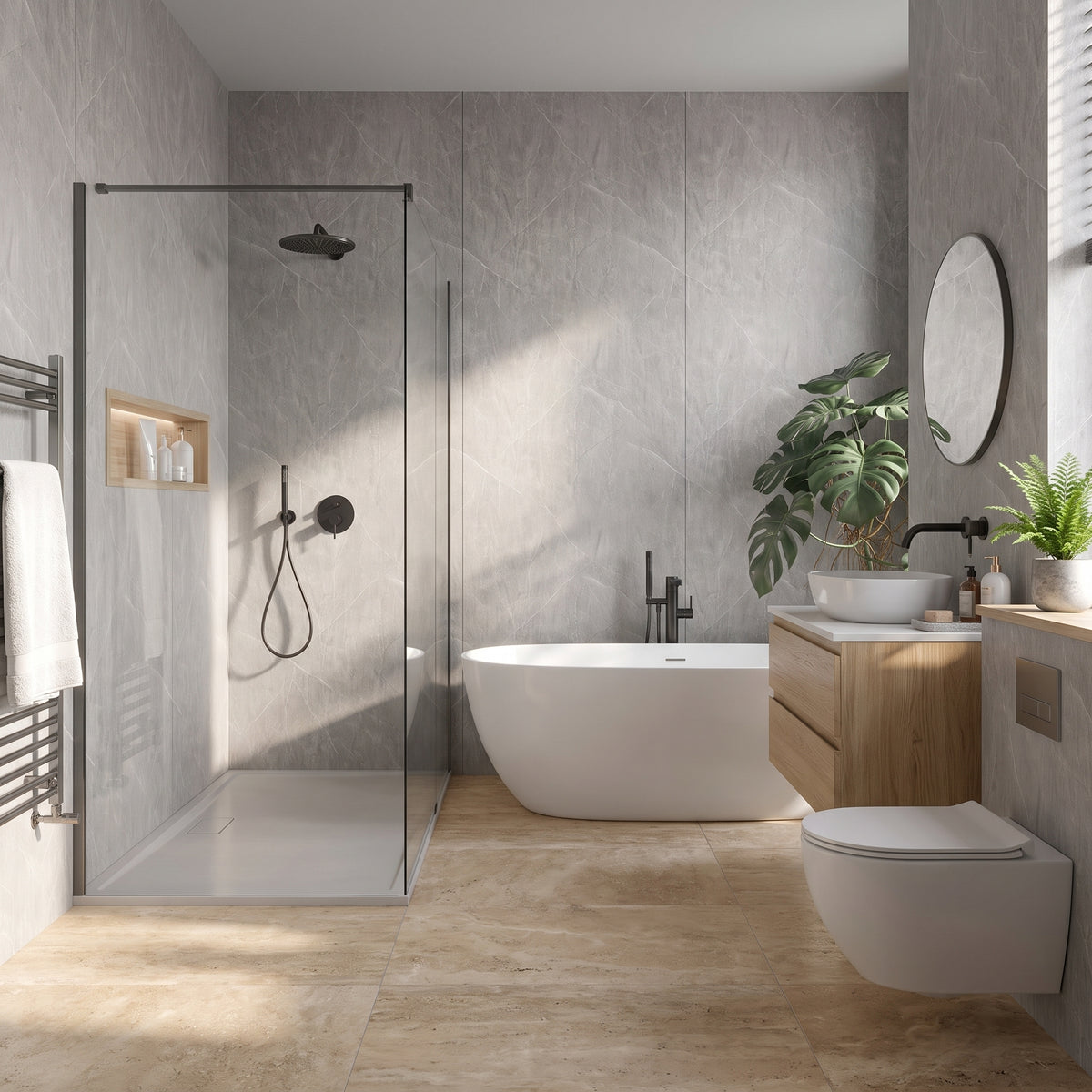 Hydraset Essentials Pietra Grey 2 pack Wall Panels 1000x2400