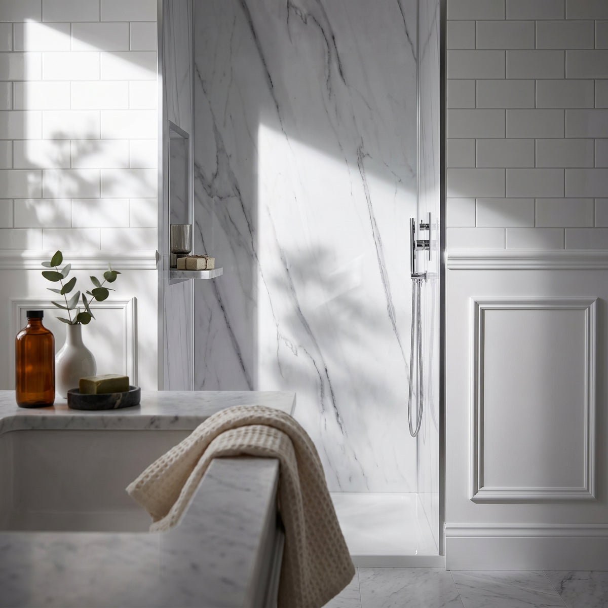 Hydraset Carrara Marble Gloss 1200 x 2400 Setlock Wall Panel