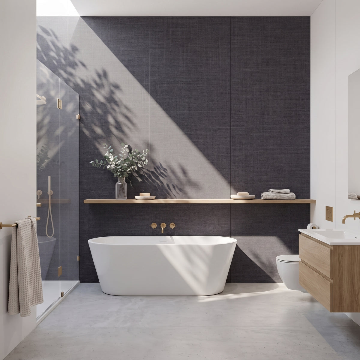 Hydraset Dark Linen Gloss 1200 x 2400 Square Edge Wall Panel