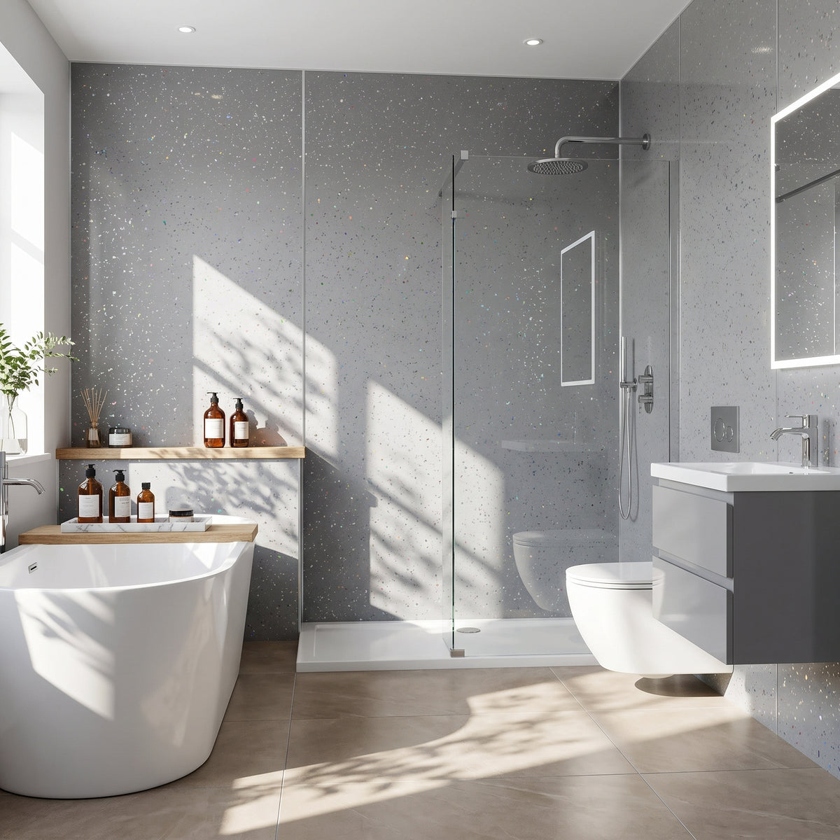 Hydraset Essentials Grey Sparkle 2 pack Wall Panels 1000x2400