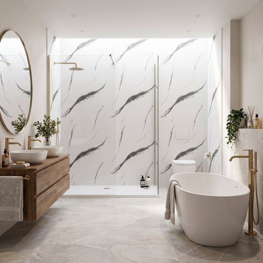 Hydraset Essentials Super-Matt Charcoal Carrara 2 pack Wall Panels 1000x2400mm