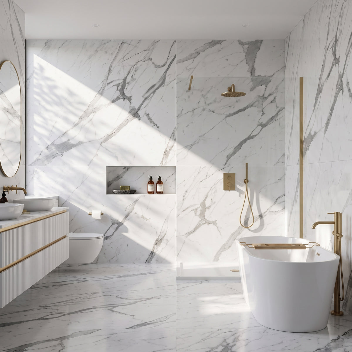 Hydraset Statuario Marble Square Edge 2400 x 1200