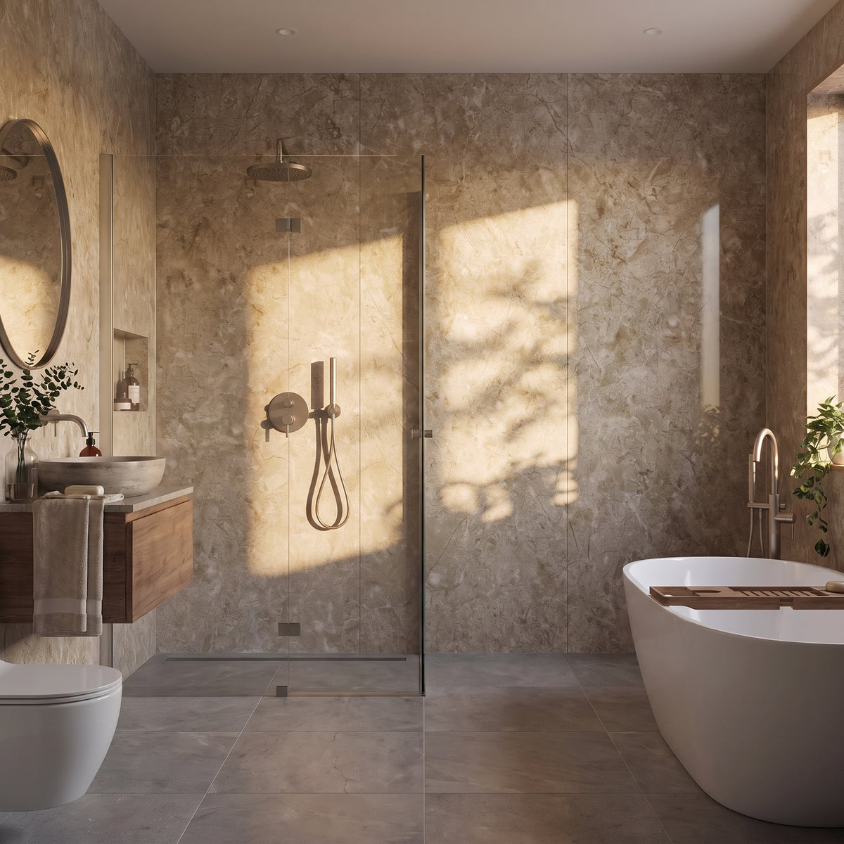 Hydraset Travertine Gloss 1200 x 2400 Setlock Wall Panel