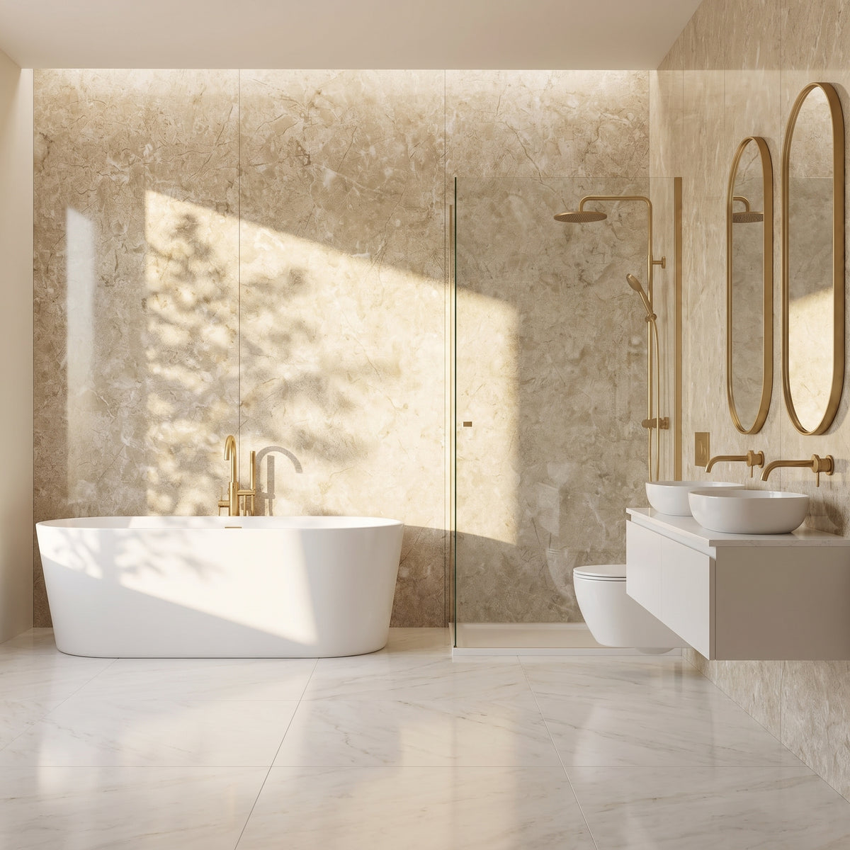 Hydraset Travertine Gloss 1200 x 2400 Square Edge Wall Panel