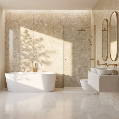 Hydraset Travertine Gloss 1200 x 2400 Square Edge Wall Panel