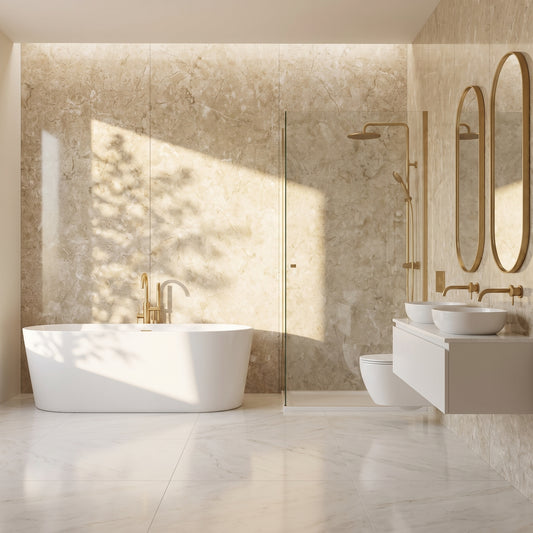 Hydraset Travertine Gloss 1200 x 2400 Square Edge Wall Panel