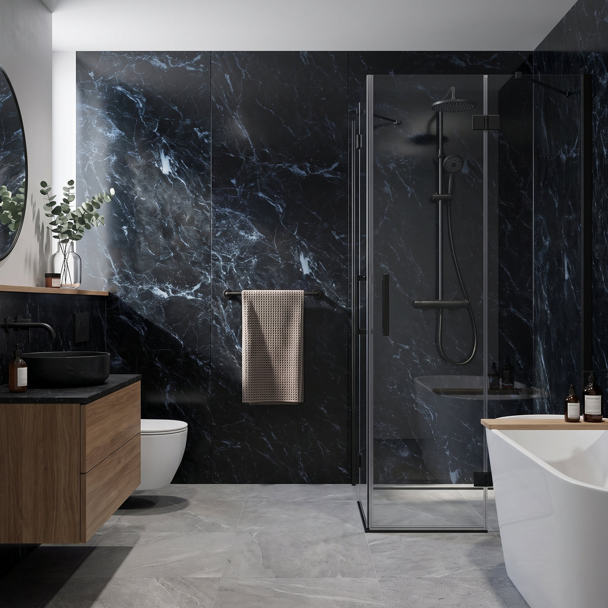 Hydraset Essentials Black Marble 2 pack Wall Panels 1000x2400